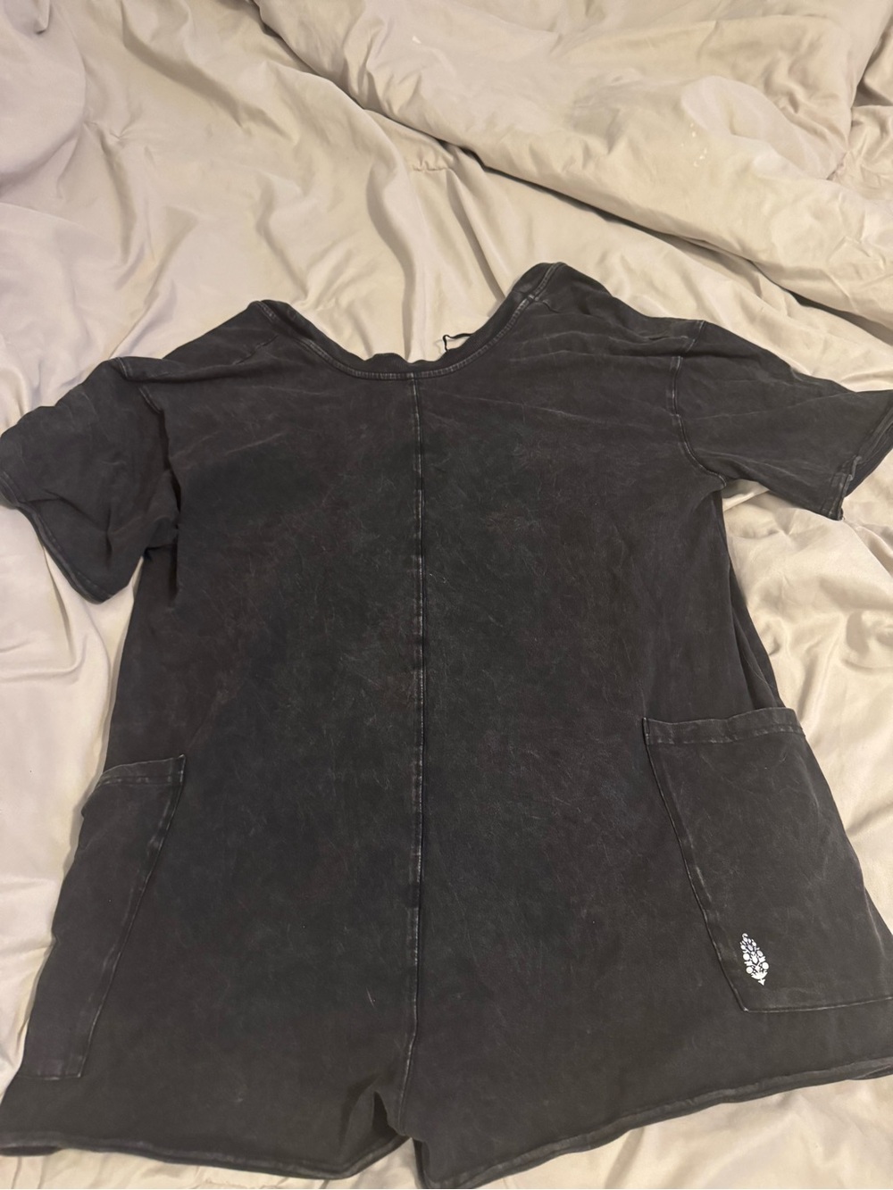 FP Movement by Free People Washed Black Short Sleeve Romper